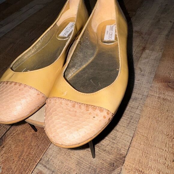 Jimmy Choo Animal Print Cap Toe Tan Patent Leather Ballet Flats EUR 39 - Picture 6 of 15